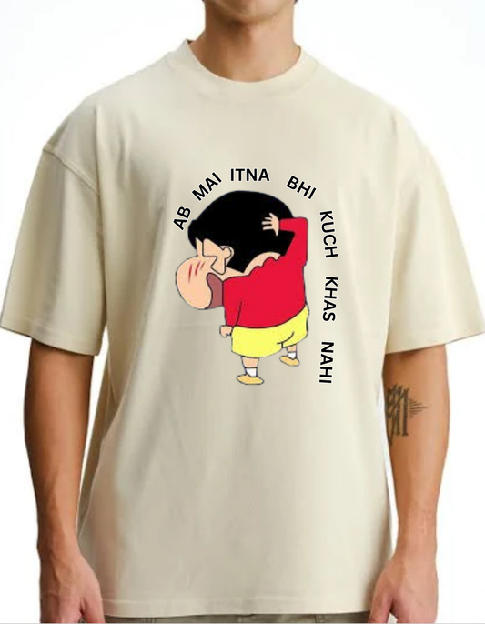 Shinchan Off- White Oversized Vagabondus Cartoon T-shirt