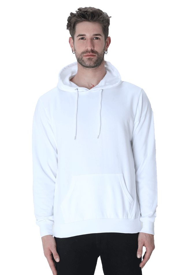 Vagabond Us White Unisex Solid Hooded Sweatshirt