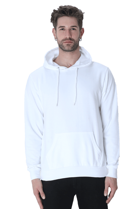 Vagabond Us White Unisex Solid Hooded Sweatshirt