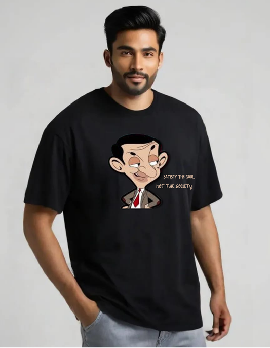 Mr Bean Black Oversized Vagabondus Cartoon T-shirt