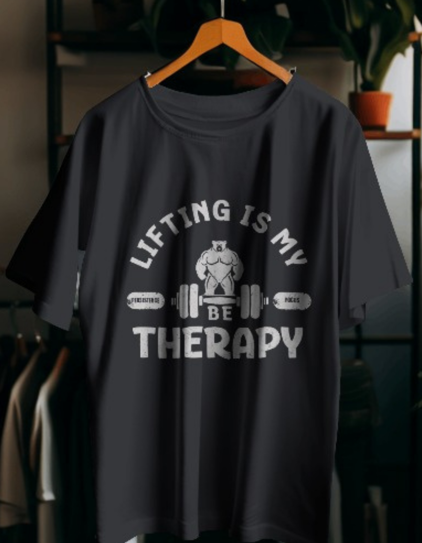 Lifting is my therapy Black Regular Fit Vagabond Us Gym T-shirt