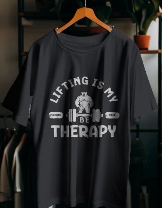 Lifting is my therapy Black Regular Fit Vagabond Us Gym T-shirt