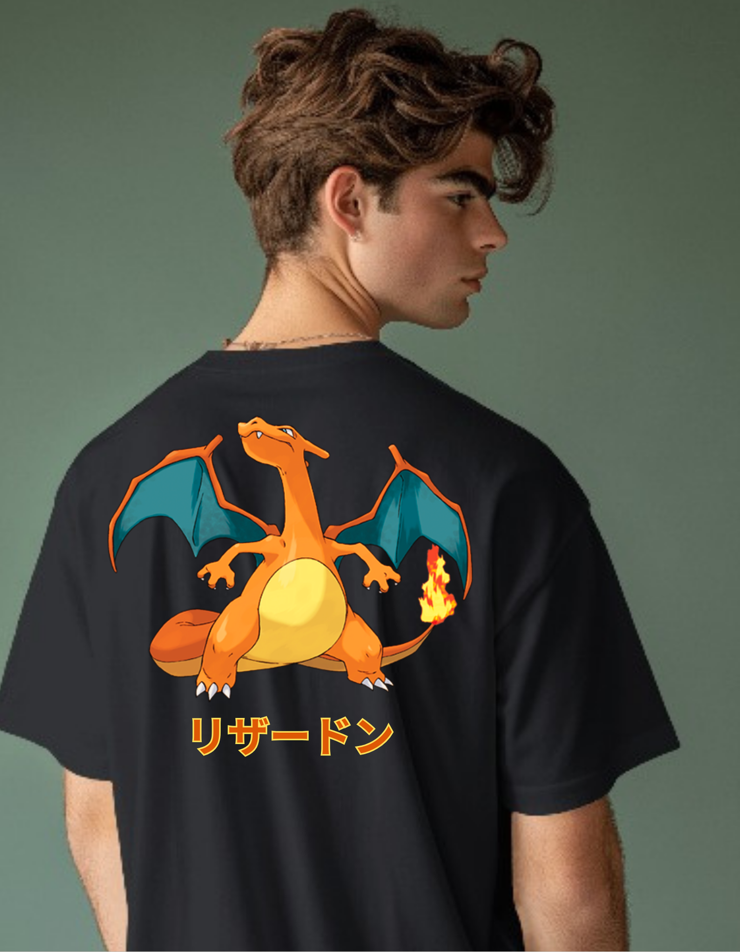 Pokemon Black Oversized Vagabondus Cartoon T-shirt