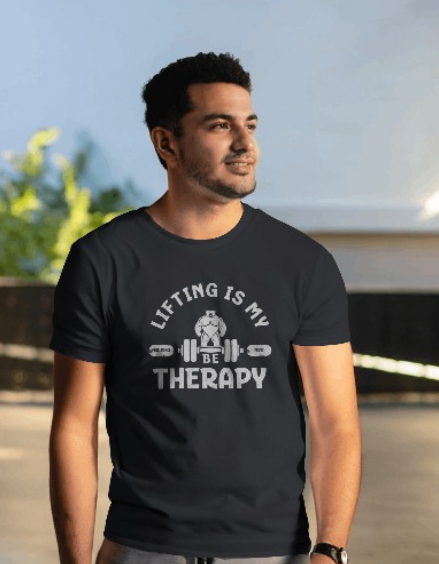 Lifting is my therapy Black Regular Fit Vagabond Us Gym T-shirt