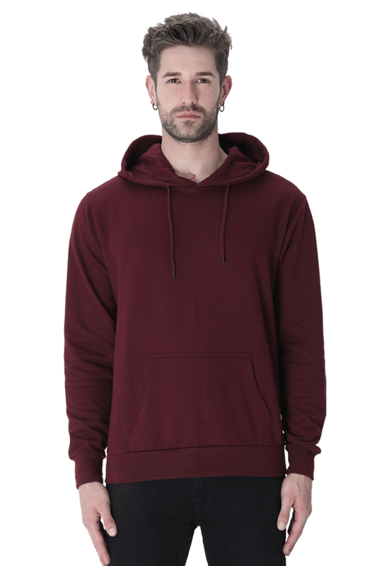 Vagabond Us Maroon Unisex Solid Hooded Sweatshirt