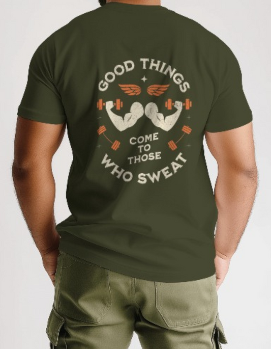 Good Things Olive green Regular Fit Vagabond Us Gym T-shirt