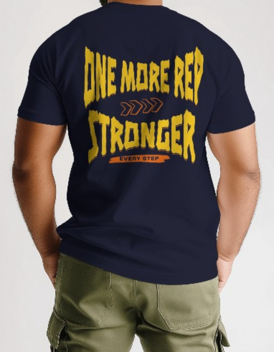 One More Rep Navy Blue Regular Fit Vagabond Us Gym T-shirt