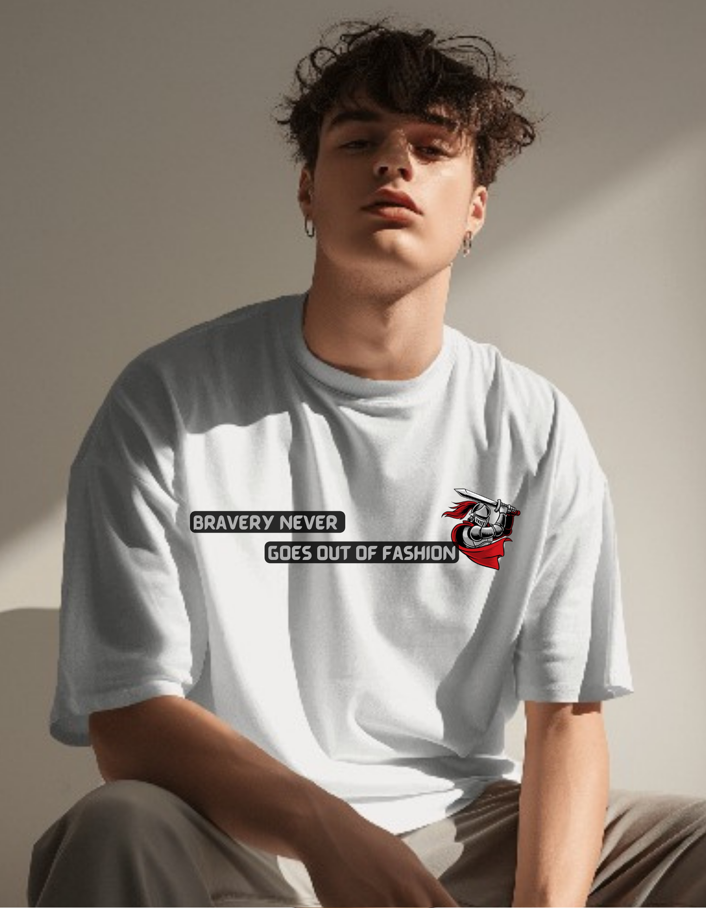 The Brave Vikings  Off- White man Black Oversized Vagabondus Cartoon T-shirt