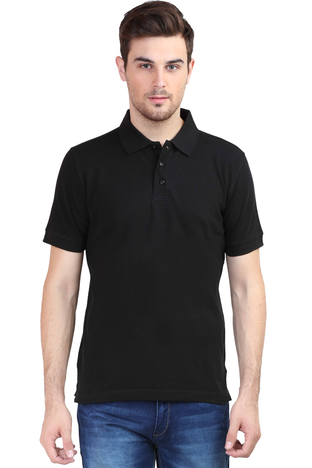 Vagabond Men Black Polo Half- Sleeve T-shirt