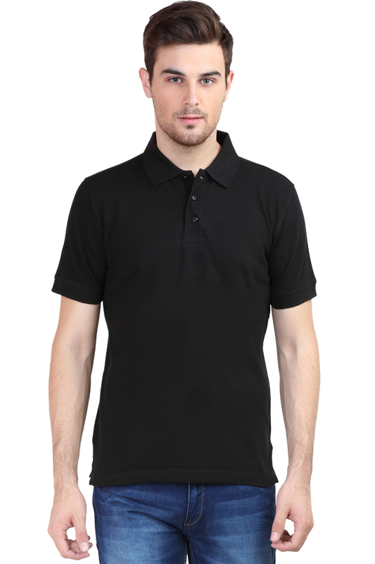 Vagabond Men Black Polo Half- Sleeve T-shirt