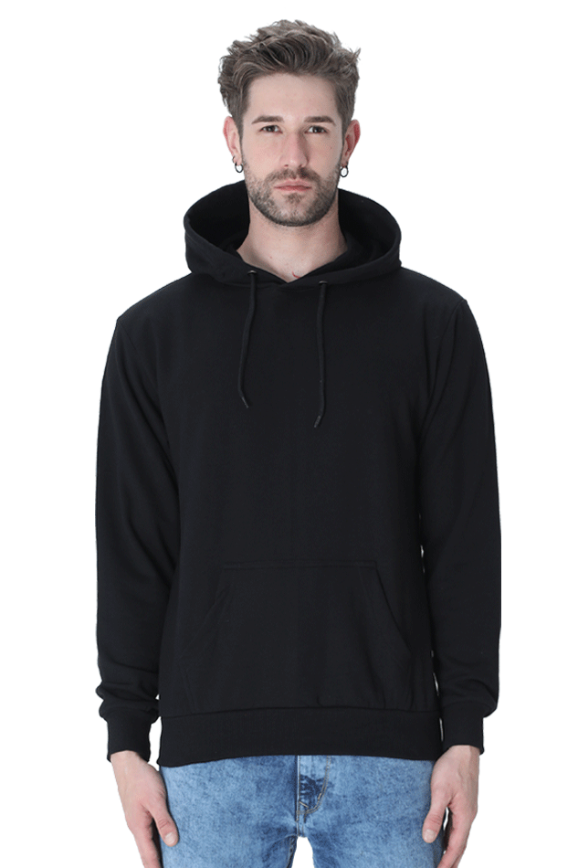 Vagabond Us Black Unisex Solid Hooded Sweatshirt