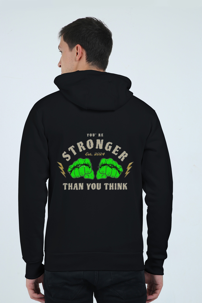 Vagabond Us  (GLOW IN DARK) Print  Stronger Than You Think Black Unisex Heavyweight Zip Hoodie