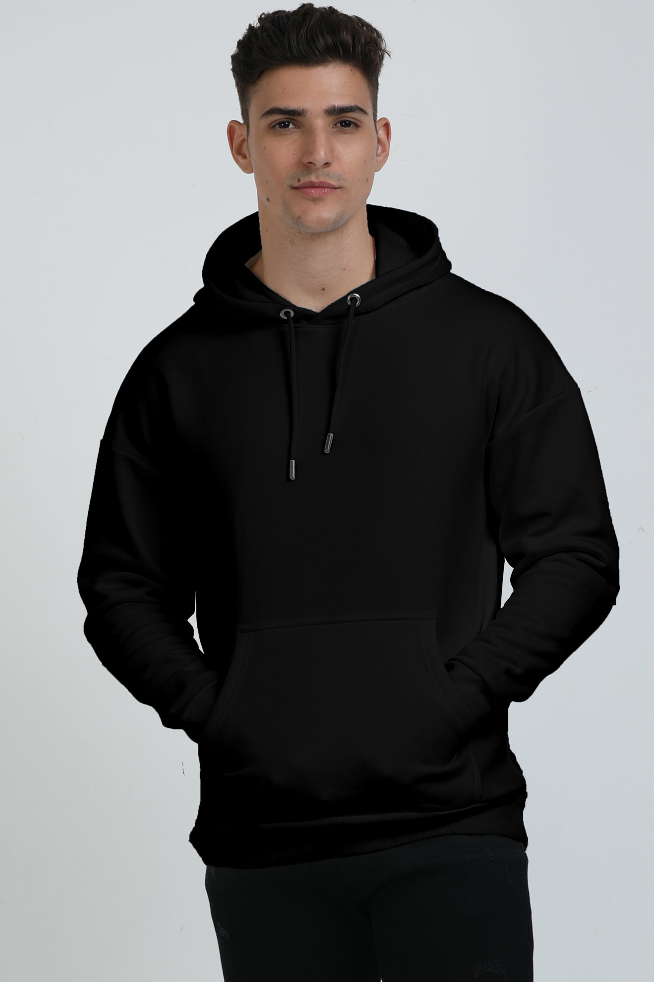 Premium Heavyweight Oversized Vagabond Us Black Embroidery Hooded Sweatshirt