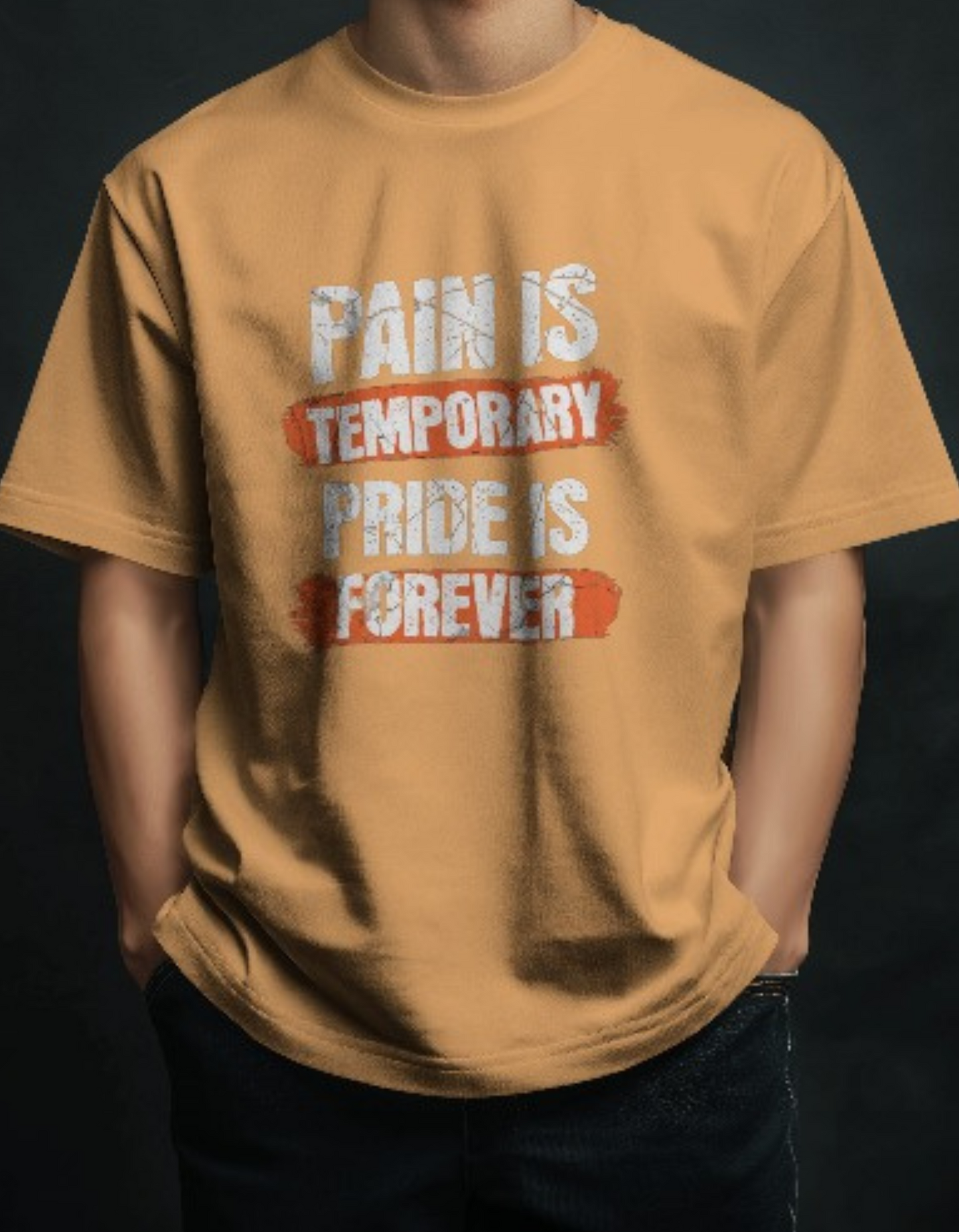 Pain and Pride Beige Oversize Vagabond us Gym T-shirt