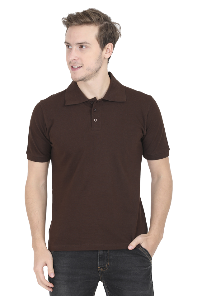 Vagabond Men Coffee Brown Polo Half- Sleeve T-shirt