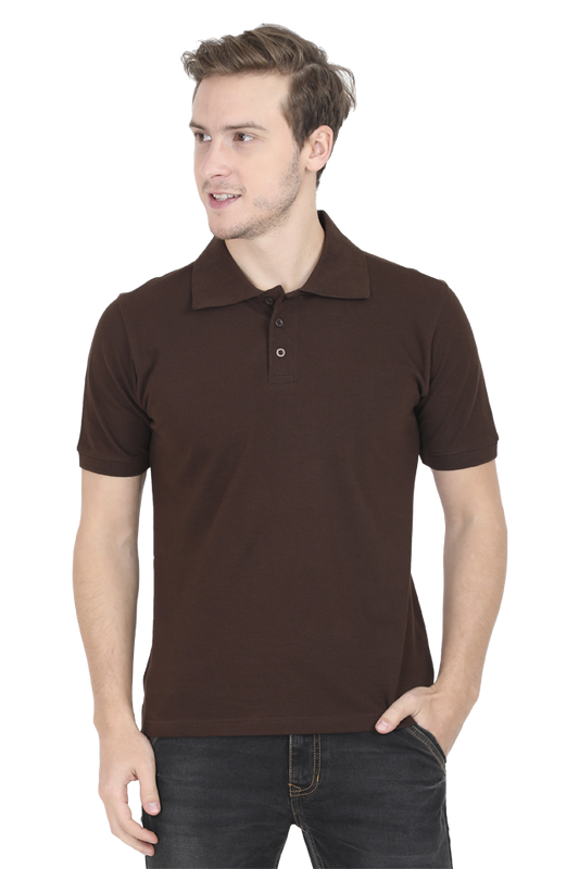 Vagabond Men Coffee Brown Polo Half- Sleeve T-shirt