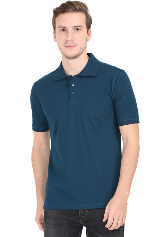 Vagabond Men Petrol Blue Polo Half- Sleeve T-shirt