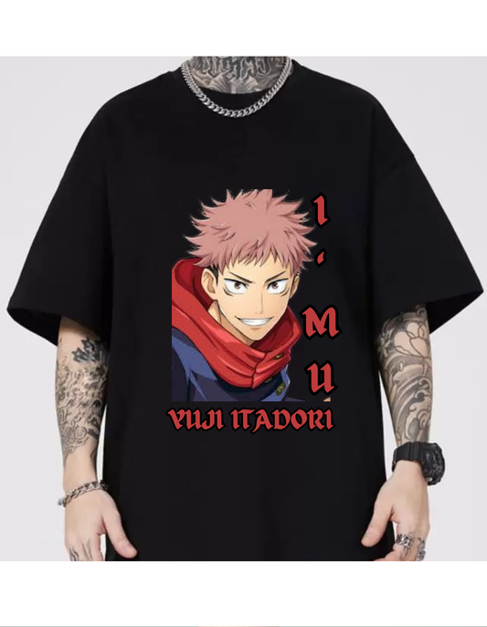 Jujutsu kaisen Yuji Black oversized Vagabond Anime T-shirt