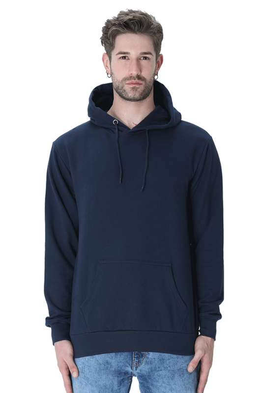 Vagabond Us Navy Blue Unisex Solid Hooded Sweatshirt