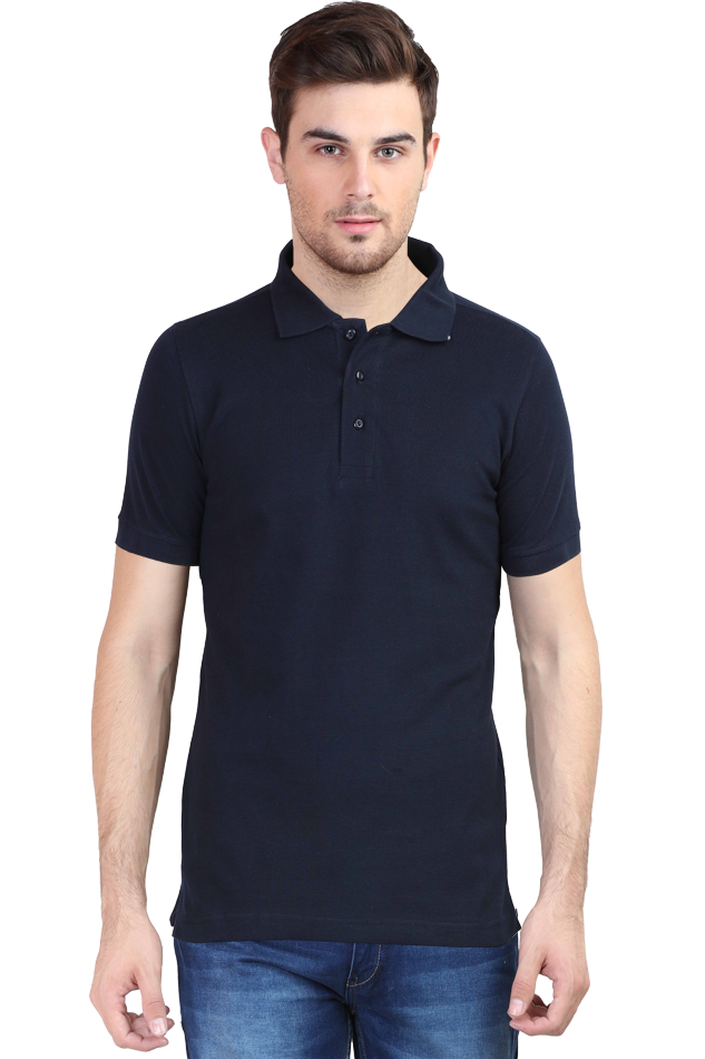 Vagabond Men Navy Blue Polo Half- Sleeve T-shirt