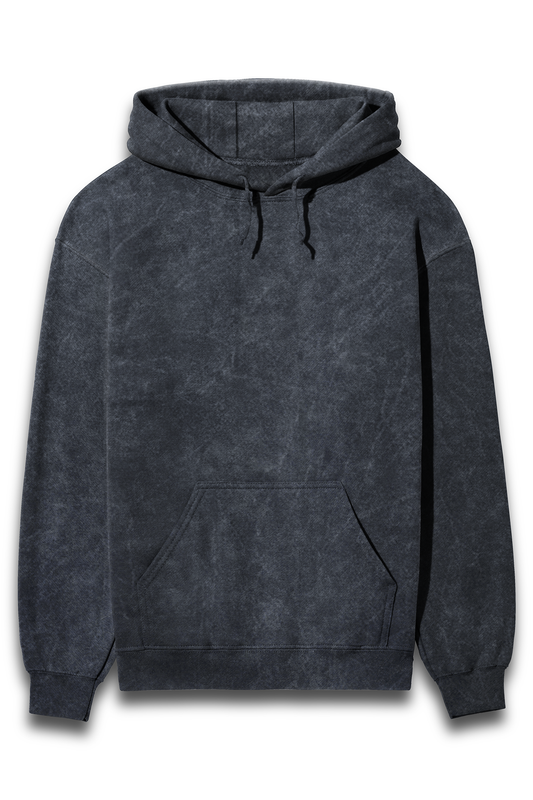 Vagabond Us  Navy Blue Unisex Acid Wash Hooded Sweatshirt