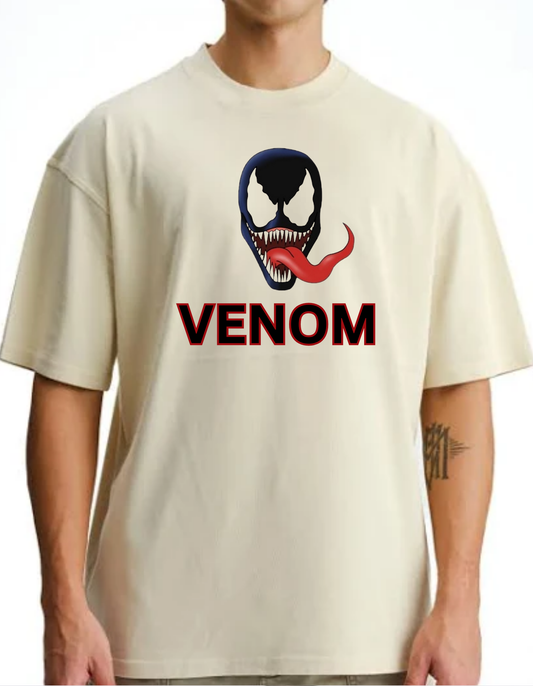 Venom Off- White man Black Oversized Vagabondus Cartoon T-shirt