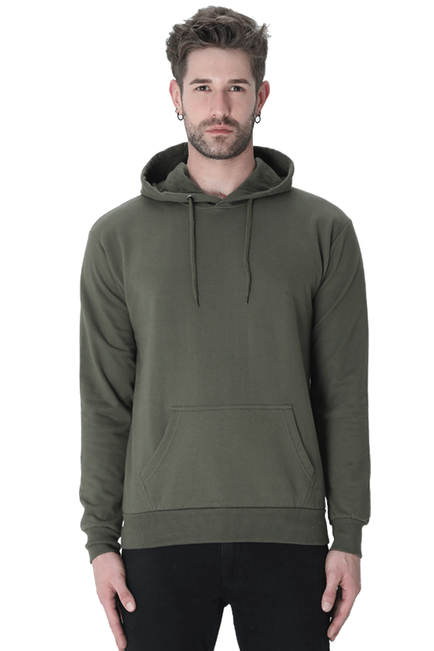 Vagabond Us Olive Green Unisex Solid Hooded Sweatshirt