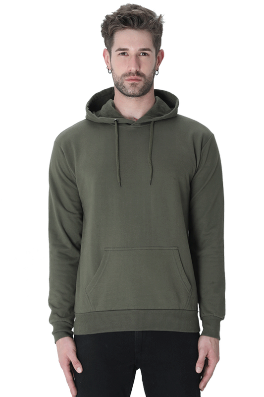 Vagabond Us Olive Green Unisex Solid Hooded Sweatshirt