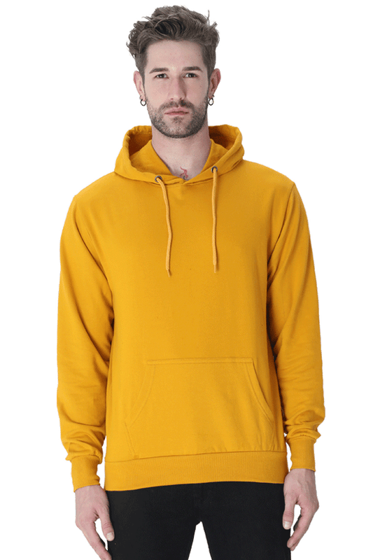 Vagabond Us Mustard Yellow Unisex Solid Hooded Sweatshirt