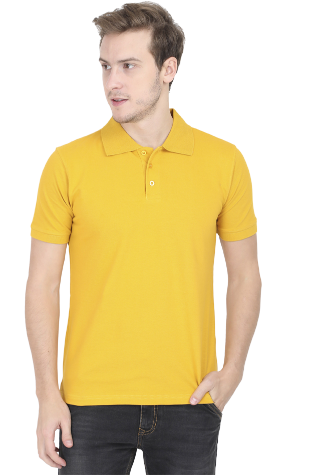 Vagabond Men Mustard Yellow Polo Half- Sleeve T-shirt