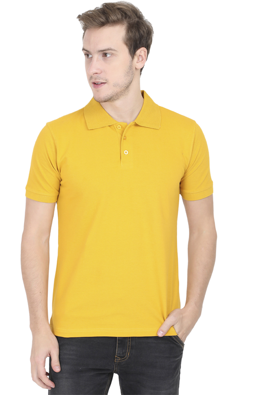 Vagabond Men Mustard Yellow Polo Half- Sleeve T-shirt