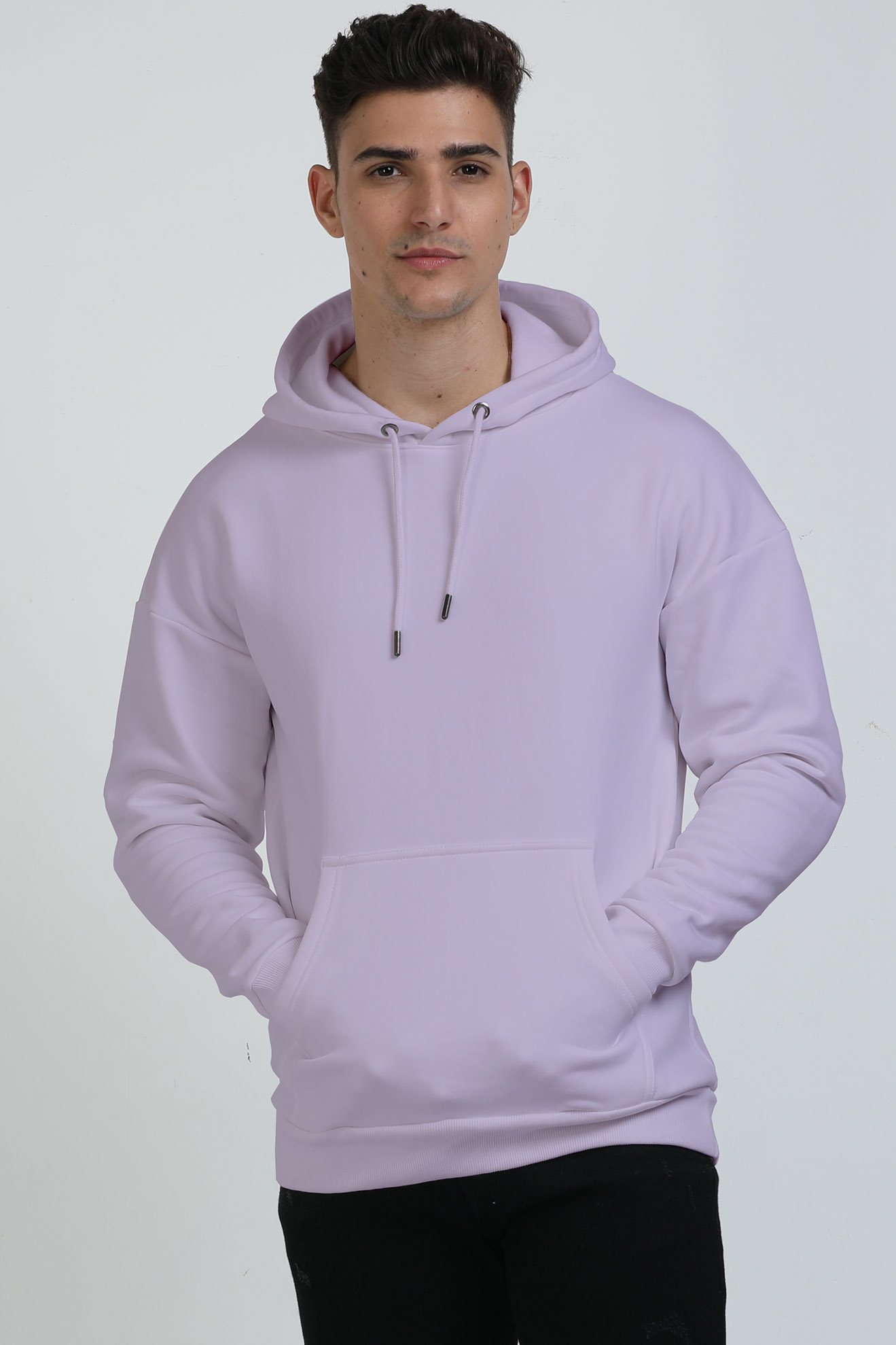 Premium Heavyweight Oversized Vagabond Us  Lavender Embroided Hooded Sweatshirt