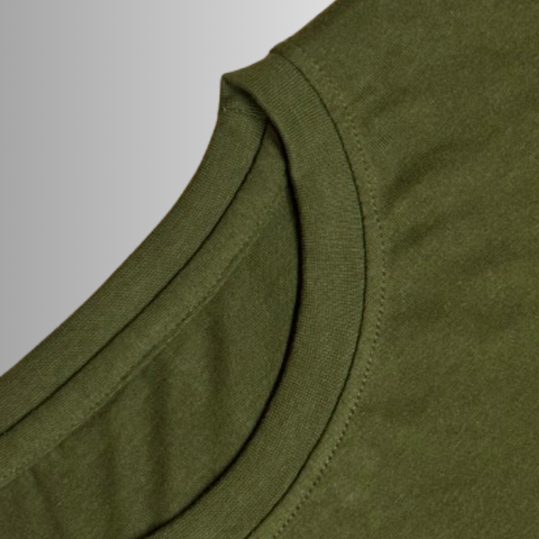 Basics Regular-Fit Green Round-Neck Cotton T-shirt