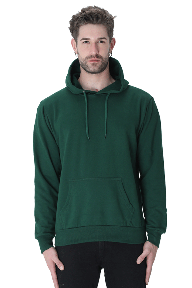 Vagabond Us Green Unisex Solid Hooded Sweatshirt