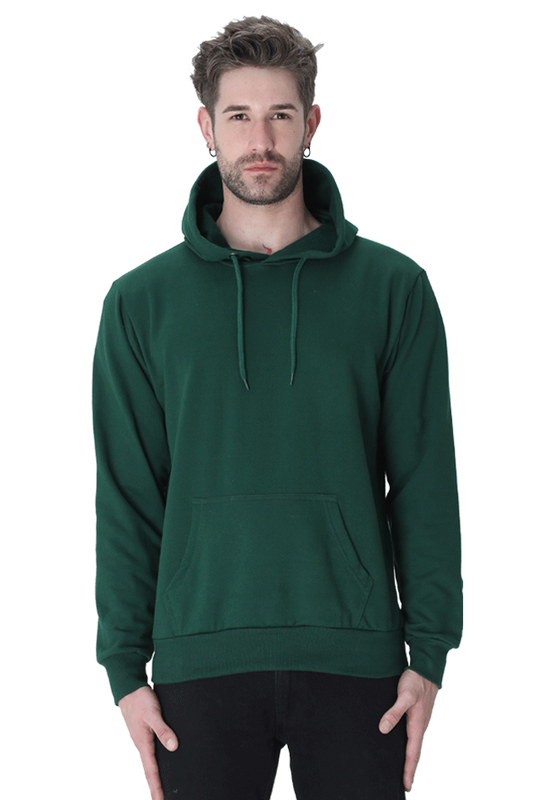 Vagabond Us Green Unisex Solid Hooded Sweatshirt