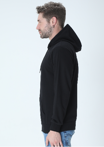 Vagabond Us Black Unisex Solid Hooded Sweatshirt