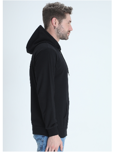 Vagabond Us Black Unisex Solid Hooded Sweatshirt