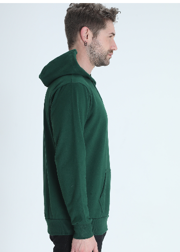 Vagabond Us Green Unisex Solid Hooded Sweatshirt