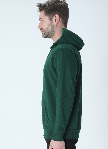 Vagabond Us Green Unisex Solid Hooded Sweatshirt