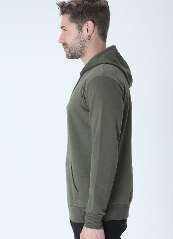 Vagabond Us Olive Green Unisex Solid Hooded Sweatshirt