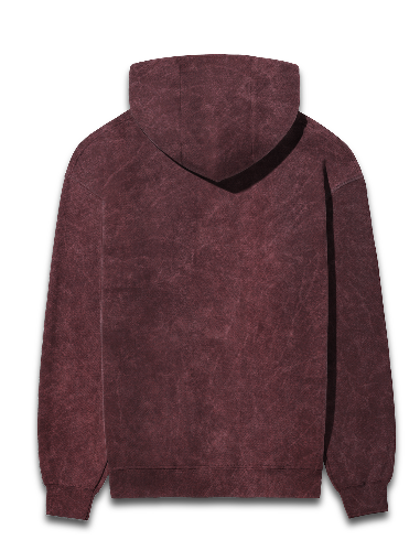 Vagabond Us  Maroon Unisex Acid Wash Hooded Sweatshirt