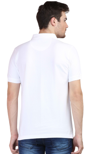 Vagabond Men White Polo Half- Sleeve T-shirt