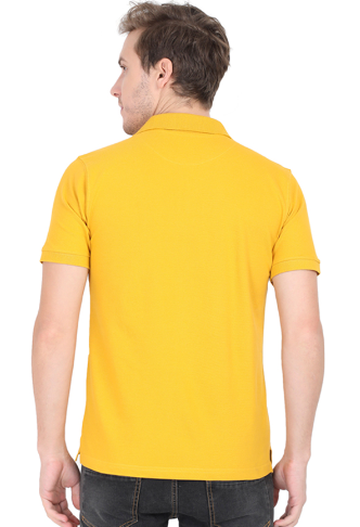 Vagabond Men Mustard Yellow Polo Half- Sleeve T-shirt