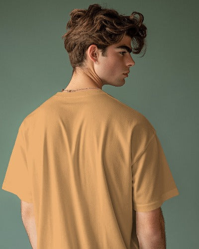 Beige Oversize French Terry round-neck Cotton T-shirt