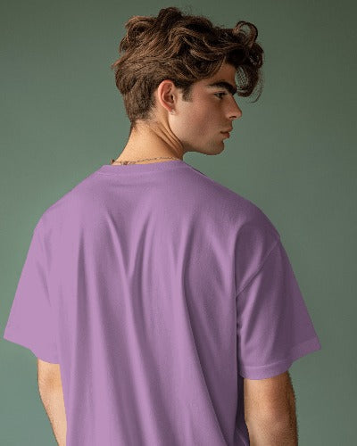 Lavender Oversize French Terry round-neck Cotton T-shirt